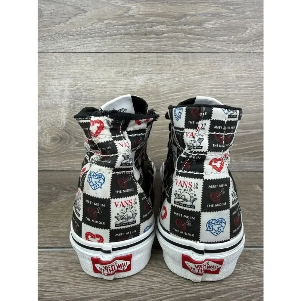 Vans Sk-8 Hi Tapered “Love Letters” Women’s Sz 8 Lace Up Black White Red Sneaker